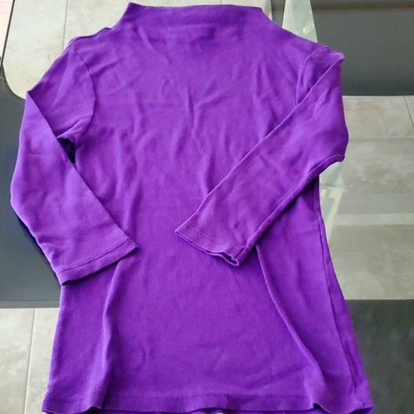 Michael Stars Purple 100% cotton 3/4 sleeve high collar top - Picture 1 of 6